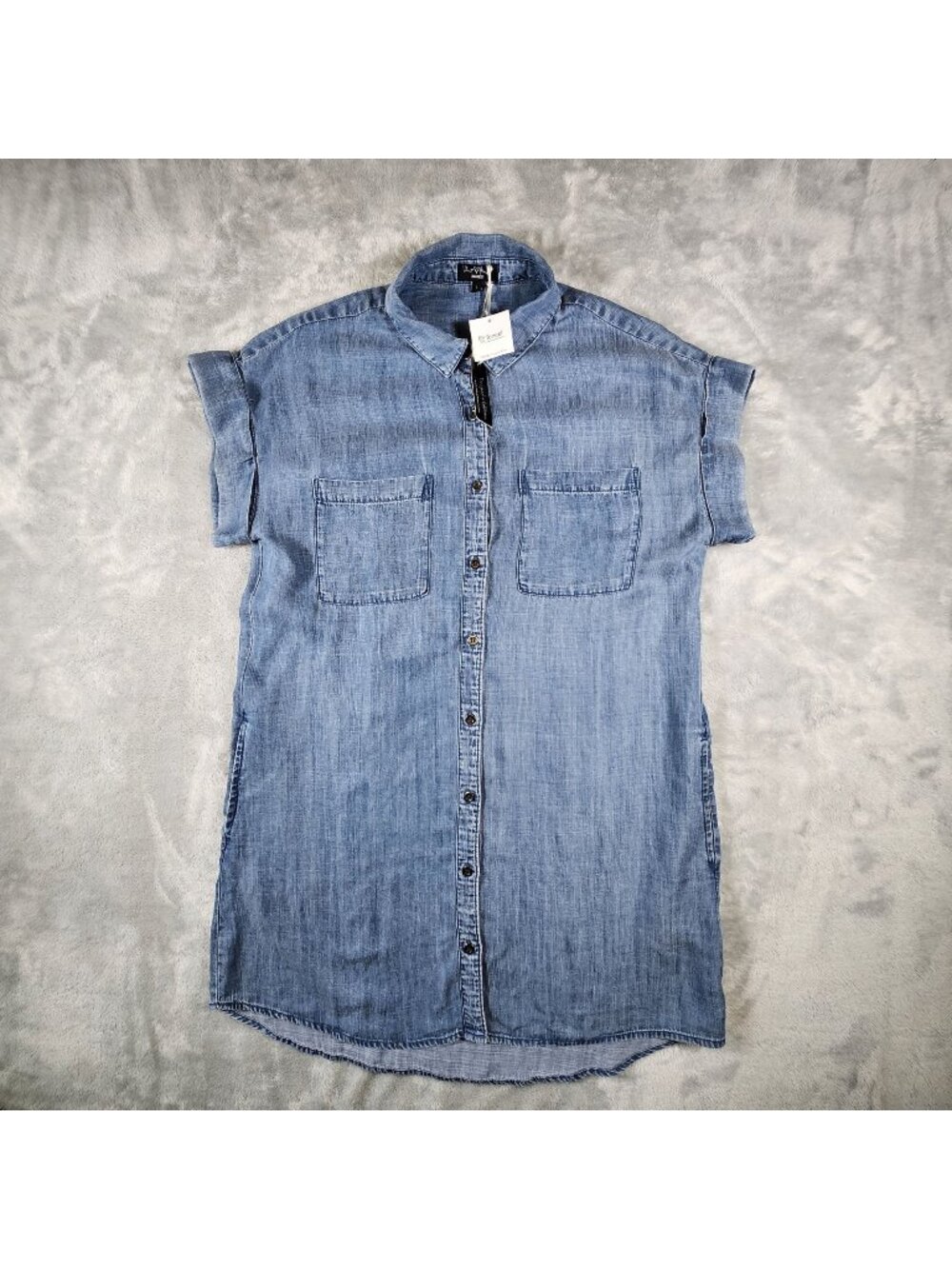 Velvet Heart Chambray Dress Large Cap Sleeve Button Up Coastal Beachy Vacation